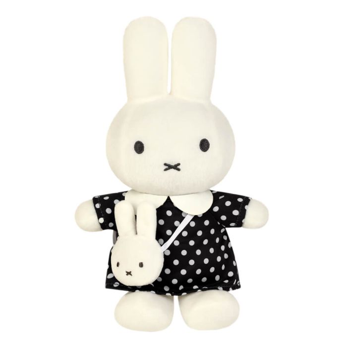 Miffy Plush Black Dot Dress with Miffy Bag 20cm