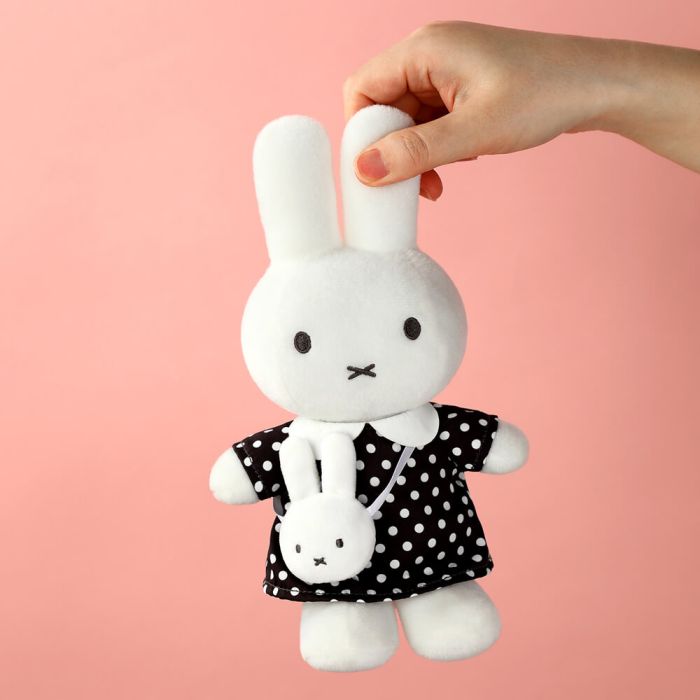 Miffy Plush Black Dot Dress with Miffy Bag 20cm