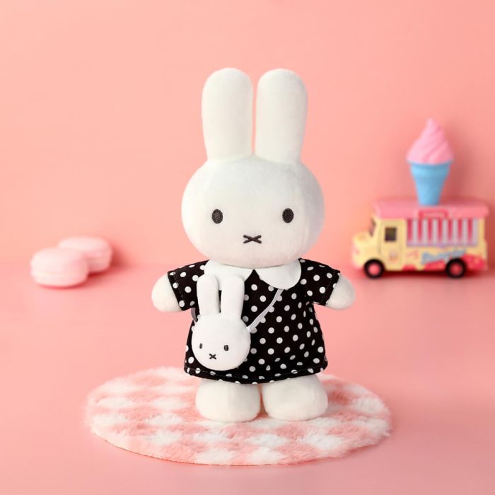 Miffy Plush Black Dot Dress with Miffy Bag 20cm