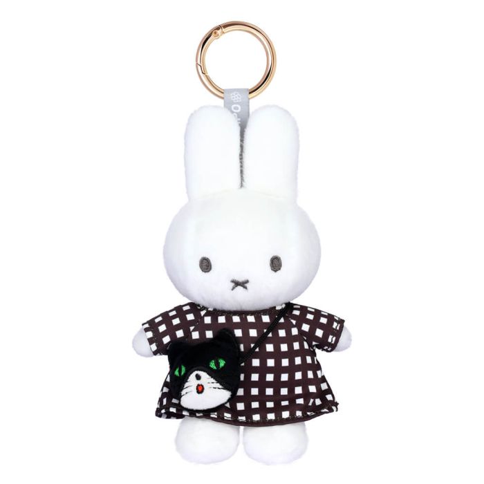 Miffy Black Checkered Dress with Cat Keyring 15cm