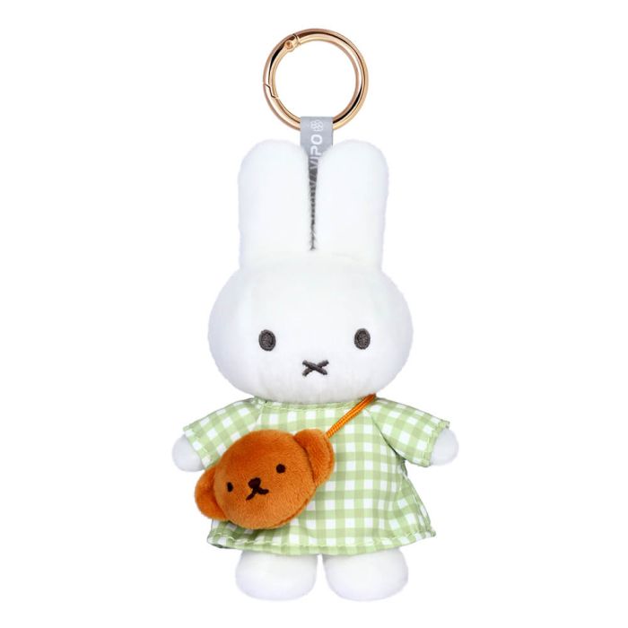 Miffy Green Checkered Dress with Boris Bag Keyring 15cm