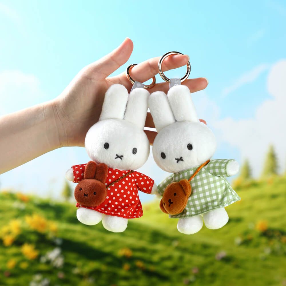 Miffy Green Checkered Dress with Boris Bag Keyring 15cm