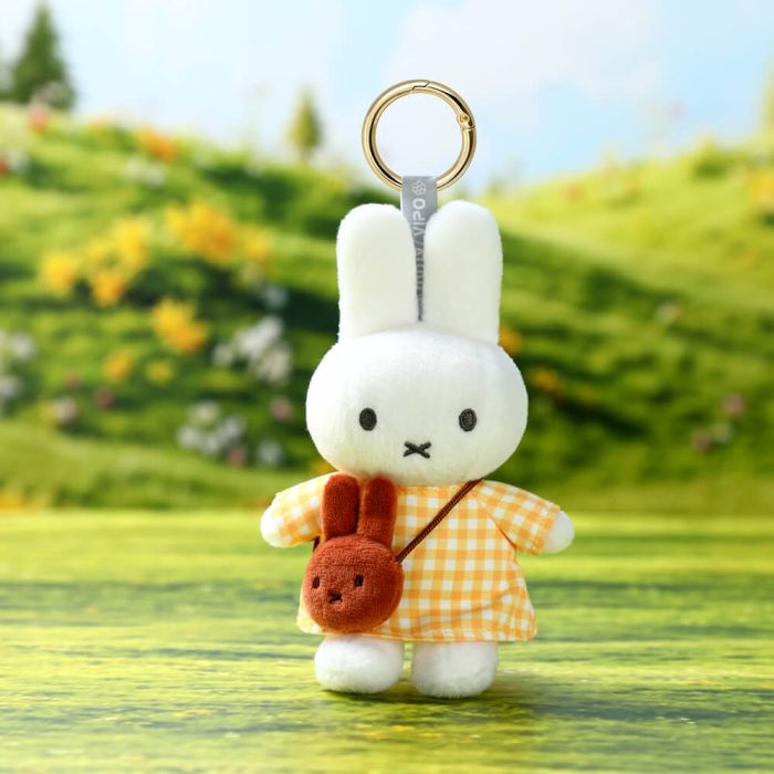 Miffy Yellow Checkered Dress with Melanie Bag Keyring 15cm