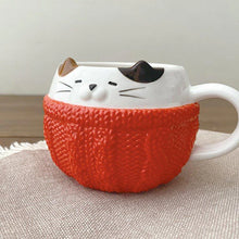 Load image into Gallery viewer, Decole Warm Knitted Cat Mug - Calico
