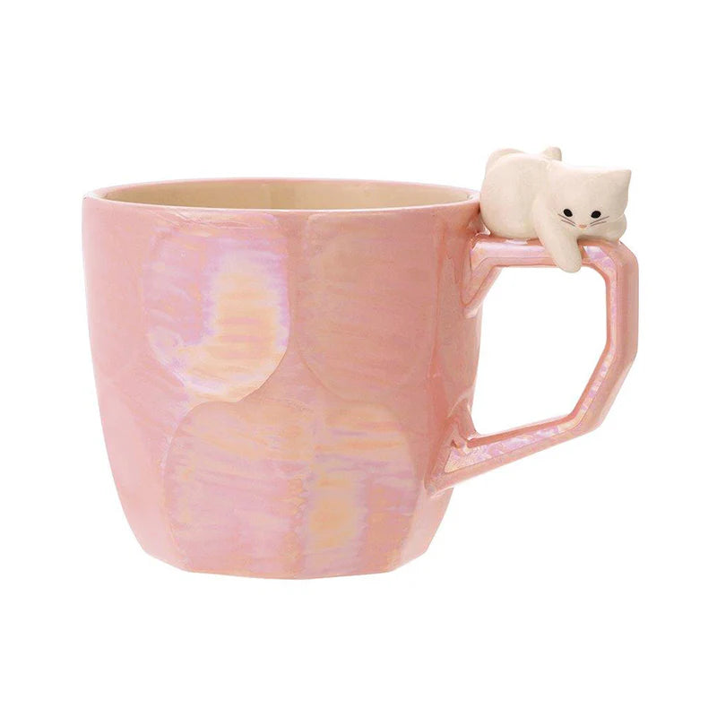 Decole Playing Cat Luster Mug -Pink