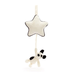 Jellycat Musical Pull Bashful Black & Cream Puppy 30cm