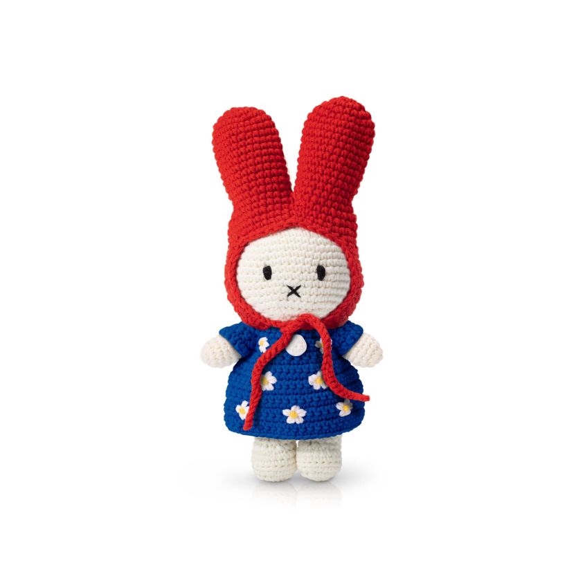 Miffy Handmade and her Blue Flower Dress and Red Hat 25cm