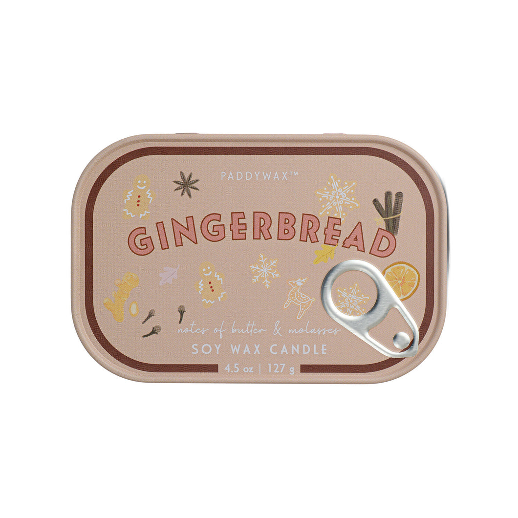 Paddywax Bistro OZ Printed Tin Candle- Gingerbread 127g