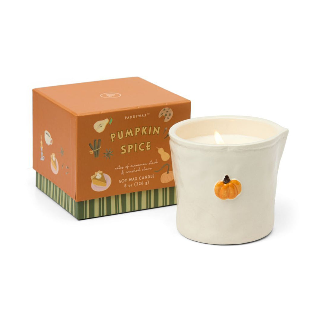 Paddywax Bistro Pumpkin Embossed Ceramic Candle - Pumpkin Spice 8oz/226g