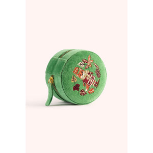 Powder Design Round Velvet Jewellery Box - Fox