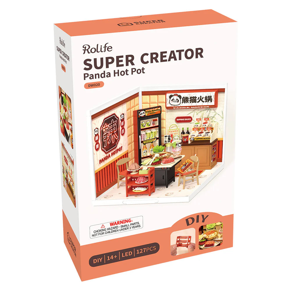 Robotime Rolife Panda Hot Pot Super Creator Miniature House DW020