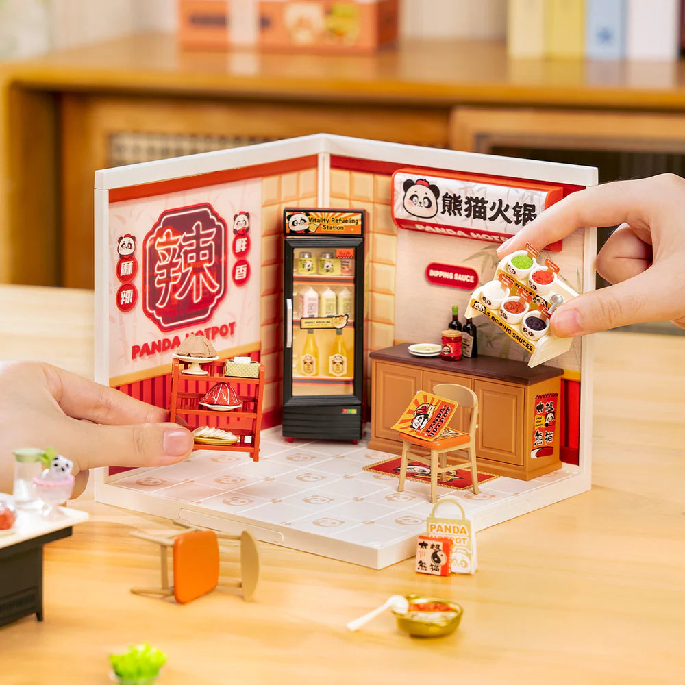 Robotime Rolife Panda Hot Pot Super Creator Miniature House DW020
