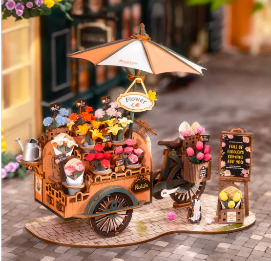Robotime Rolife  3D Wooden Puzzle Blossom Cart