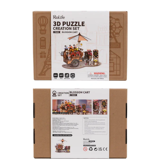 Robotime Rolife  3D Wooden Puzzle Blossom Cart