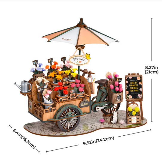 Robotime Rolife  3D Wooden Puzzle Blossom Cart