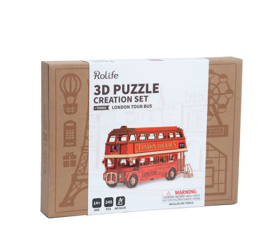 Robotime Rolife London Tour Bus 3D Wooden Puzzle