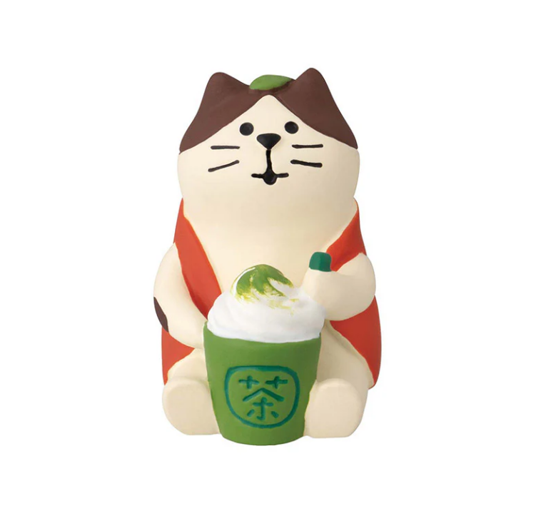 Decole Concombre Figurine - Japanese Green Tea Shop - Matcha Latte Cat
