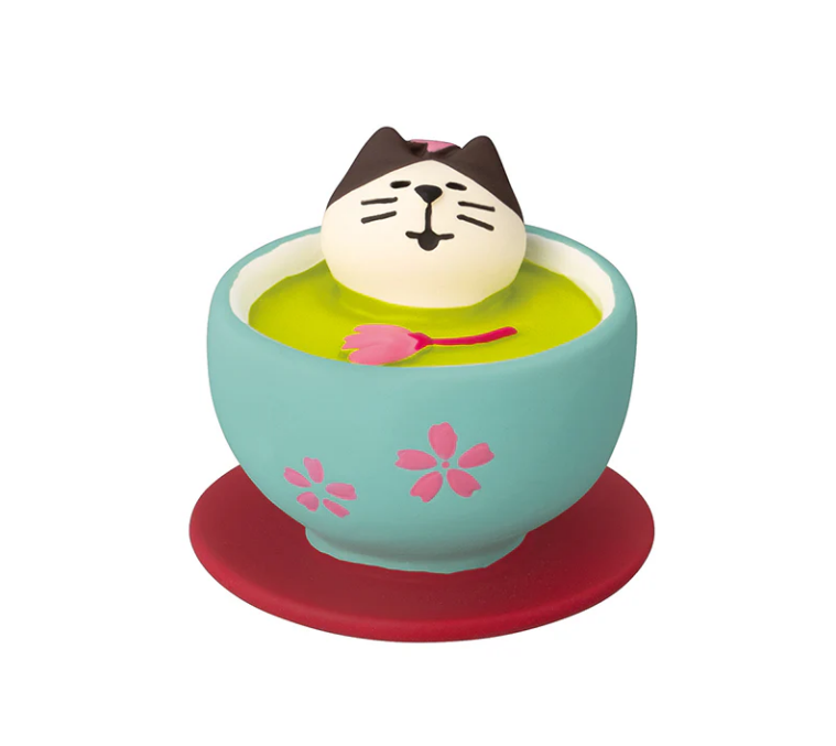 Decole Concombre Figurine - Sakura Viewing Party - Sakura Green Tea Cat