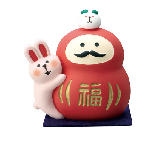Decole Concombre Figurine - Happy New Year - Daruma & Rabbit