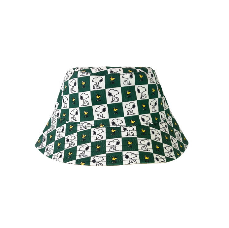 Peanuts Reversible Bucket Hat Green Checkerboard (M) 56cm