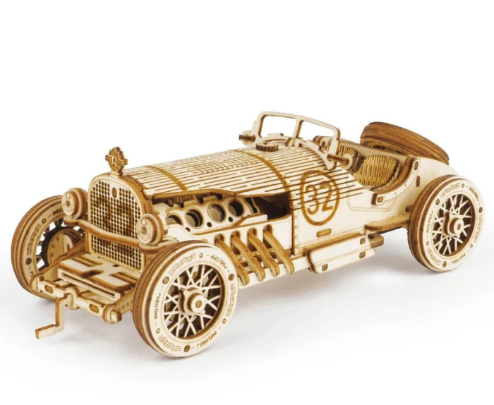 Robotime 3D Wooden DIY Model 1:16 Puzzle Mechanical Gear Grand Prix Car