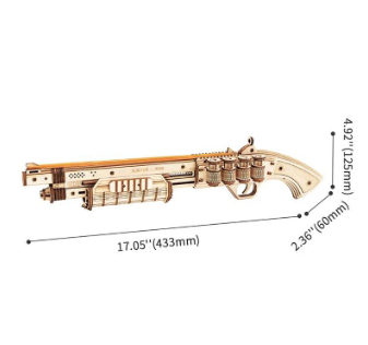 Robotime 3D DIY Wooden Puzzle Terminator M870 Justice Guard Gun Assembly Toy