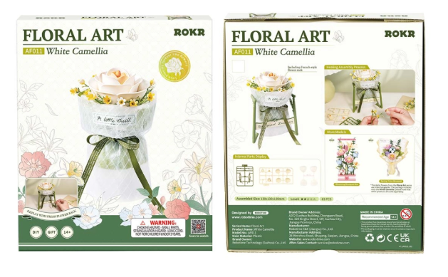 Robotime ROKR White Camellia DIY 3D Puzzle Model