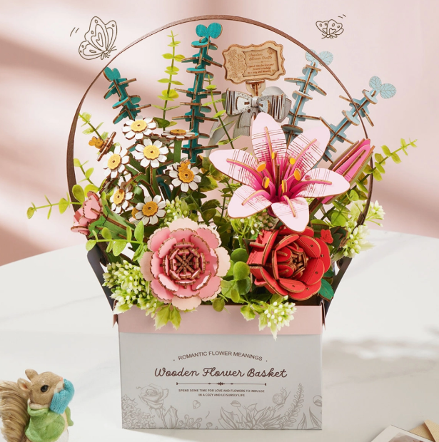 Robotime Rowood Wooden Flower Basket DIY 3D Puzzle TW03H
