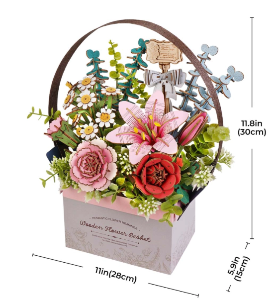 Robotime Rowood Wooden Flower Basket DIY 3D Puzzle TW03H