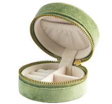 Load image into Gallery viewer, Powder Design Round Velvet Jewellery Box - Toadstools
