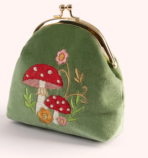 Powder Design Velvet Coin Purse - Toadstools