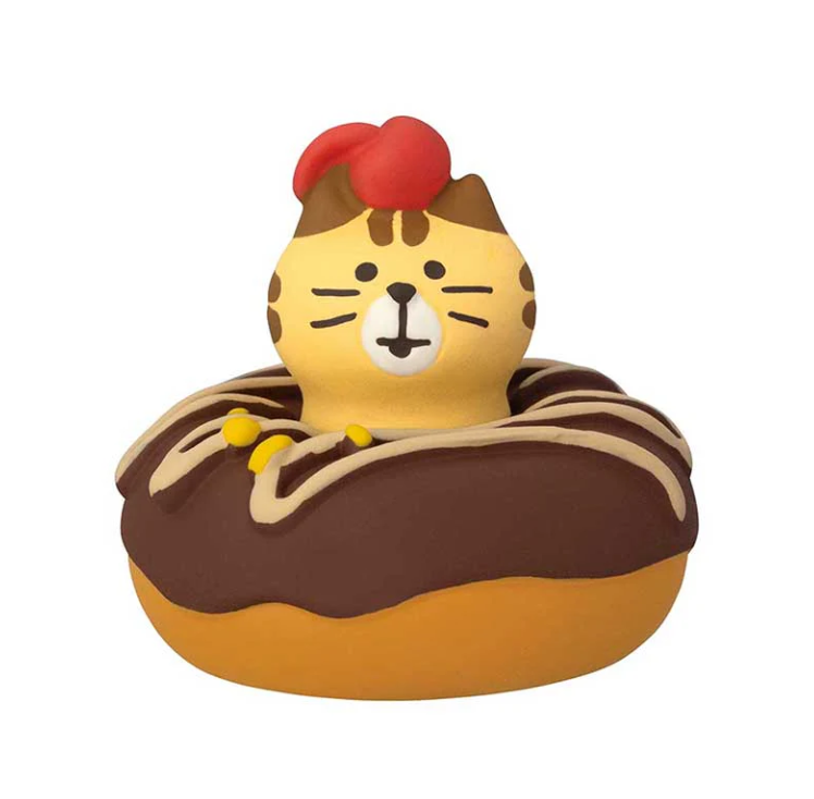 Decole Concombre Figurine - Donut Shop - Chocolate Donut Pop-out Cat