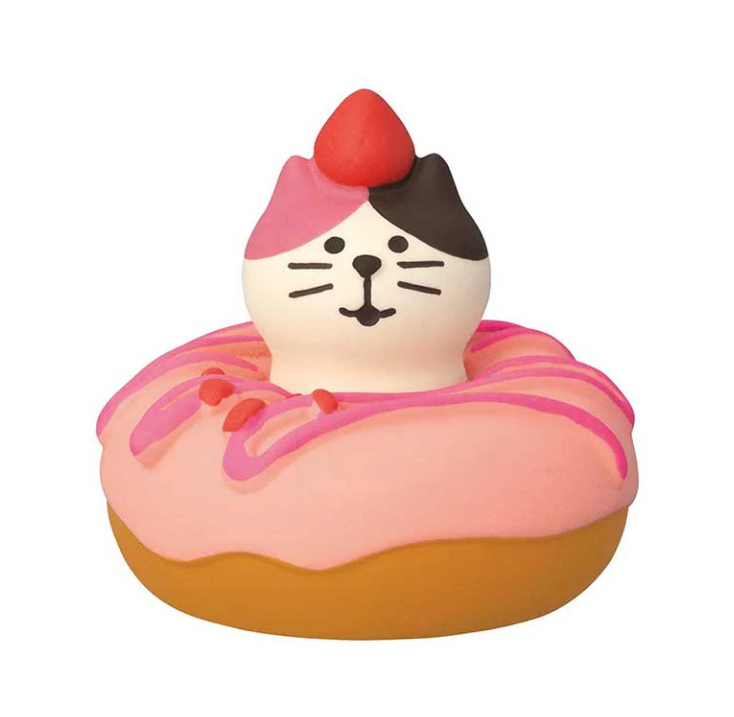 Decole Concombre Figurine - Donut Shop - Strawberry Donut Pop-out Cat