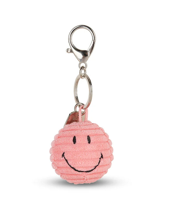 Smiley Keychain ECO Corduroy Bubblegum Pink 4.5 cm
