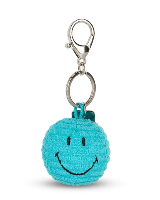 Smiley Keychain ECO Corduroy Teal 4.5 cm