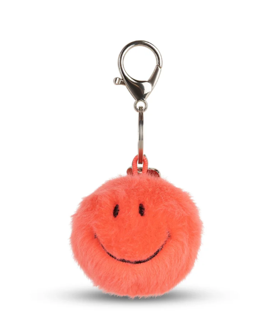 Smiley Keychain ECO Fuzzy Bright Coral 5.5 cm