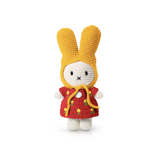 Miffy Handmade and her Red Tulip Dress and Yellow Hat 25cm