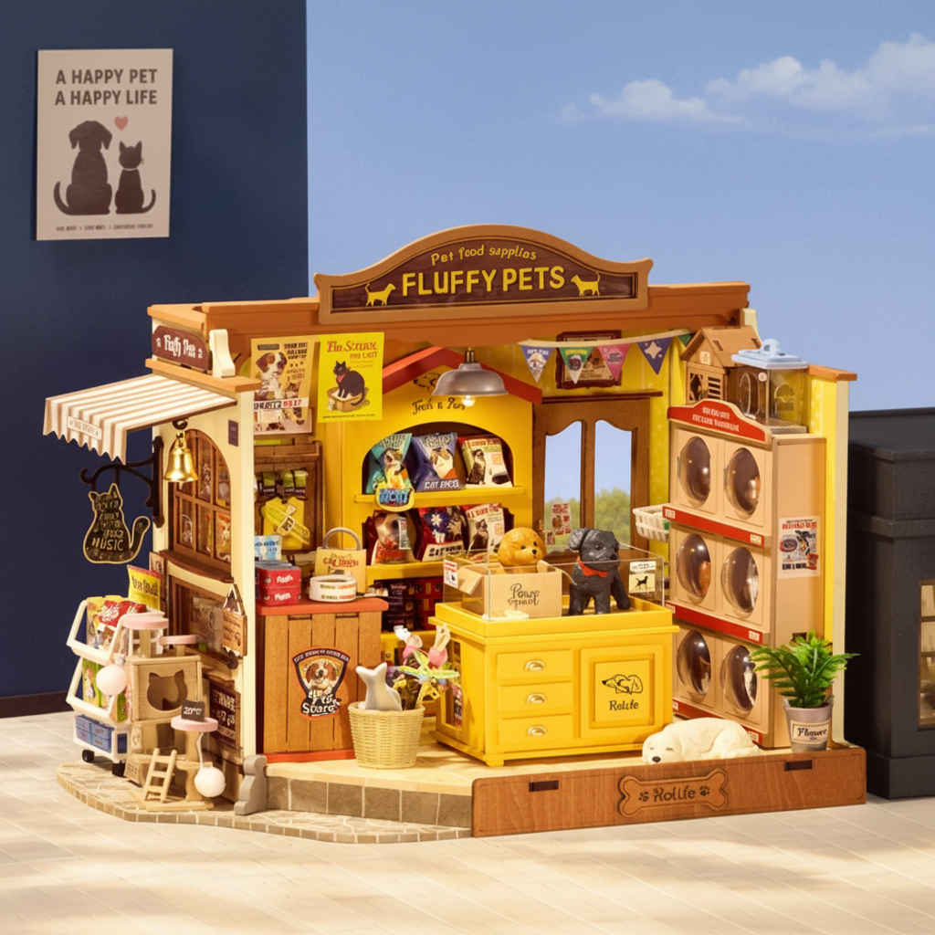 Robotime Rolife Fluffy Friends Store DIY Miniature House DG185