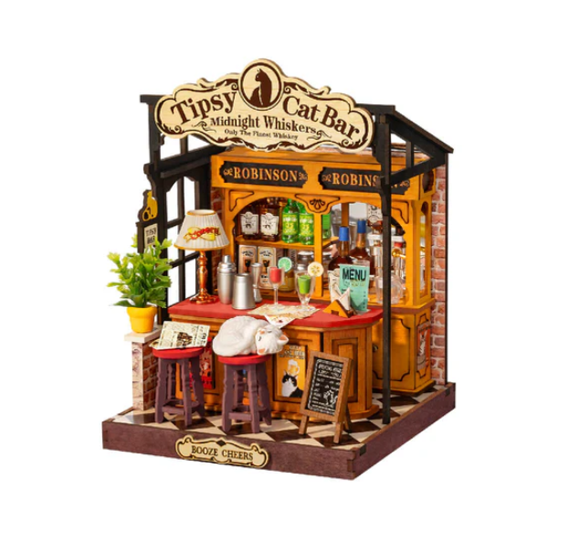 Robotime Rolife Tipsy Cat Bar DIY Miniature House DS054