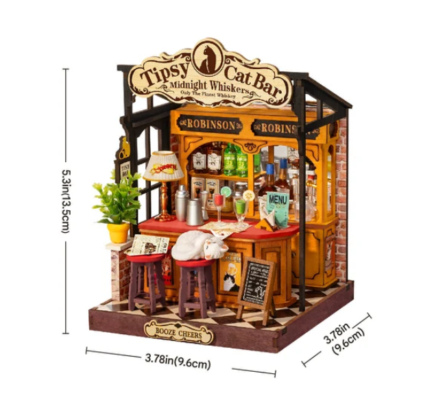 Robotime Rolife Tipsy Cat Bar DIY Miniature House DS054