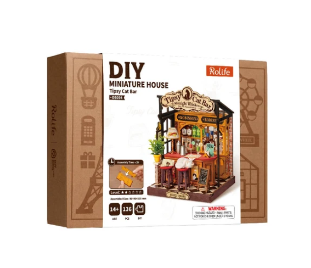 Robotime Rolife Tipsy Cat Bar DIY Miniature House DS054