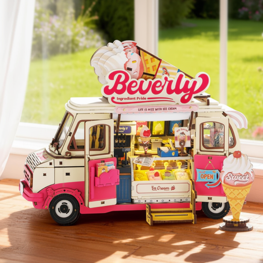 Robotime Rolife Beverly's Ice Cream Truck 3D Wooden Puzzle TGS06