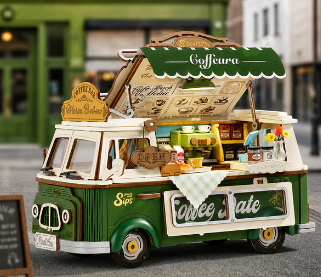 Robotime Rolife Leo's Coffee Truck 3D Wooden Puzzle TGS07