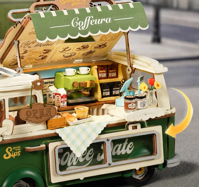 Robotime Rolife Leo's Coffee Truck 3D Wooden Puzzle TGS07