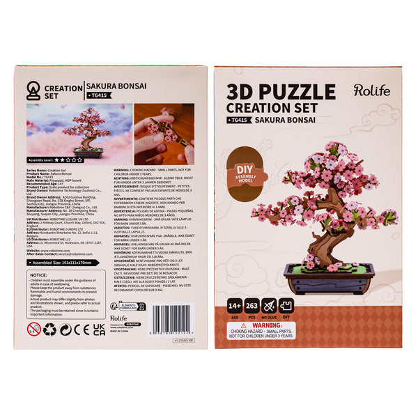Robotime Rolife Sakura Bonsai DIY Wooden 3D Puzzle TG415