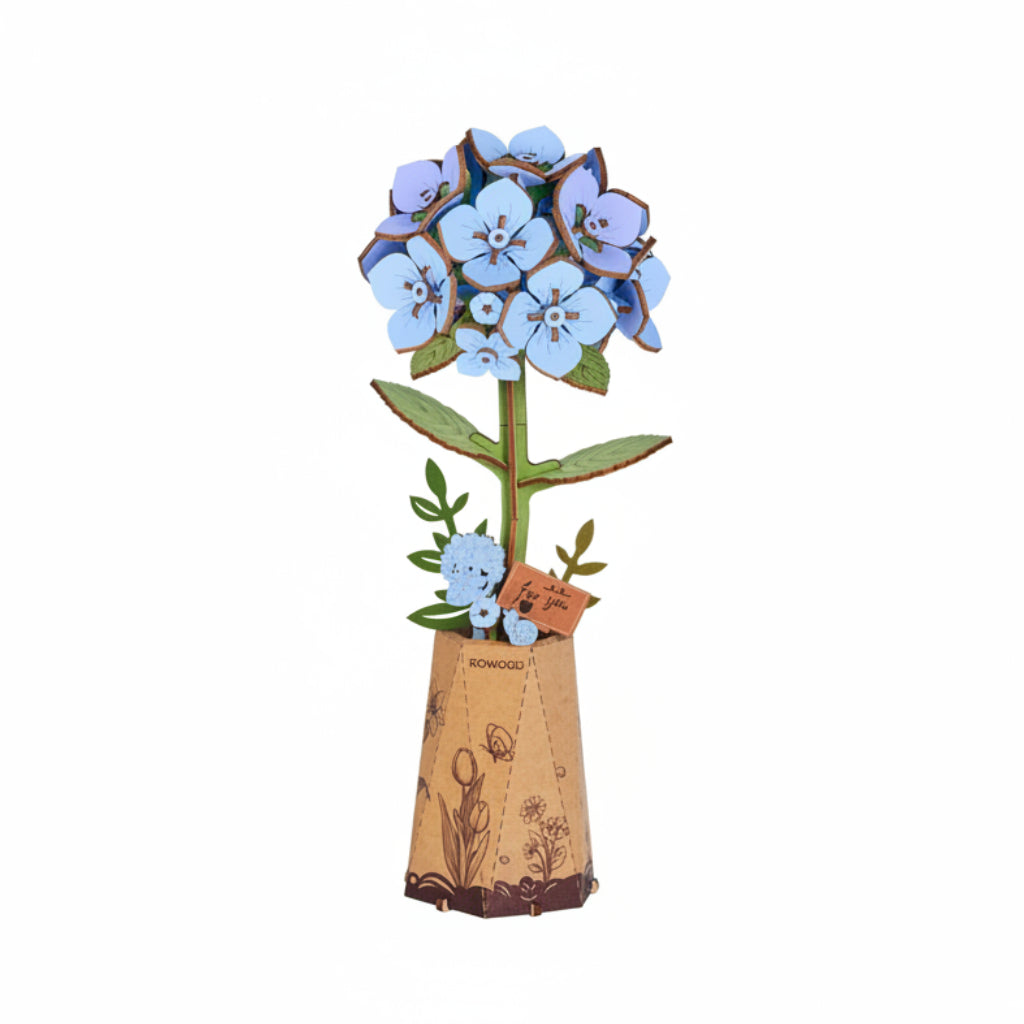 Robotime Rowood Blue Hydrangea DIY Wooden Flower 3D Puzzle TW141