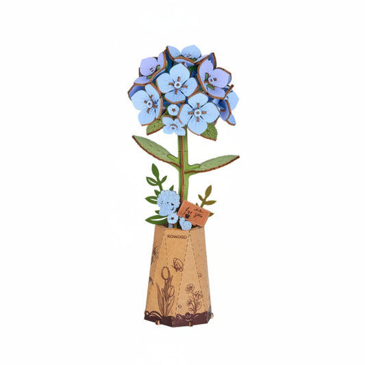 Robotime Rowood Blue Hydrangea DIY Wooden Flower 3D Puzzle TW141