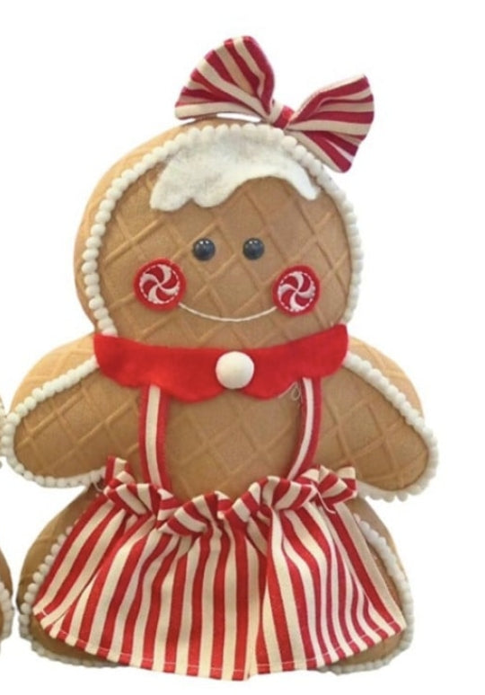 Fabric Boy & Girl Gingerbread Décor 23x10x37cm
