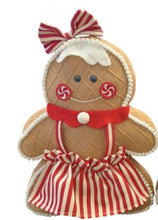 Load image into Gallery viewer, Fabric Boy &amp; Girl Gingerbread Décor 18x6x30cm
