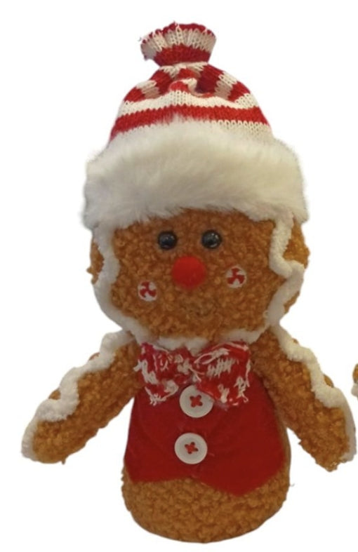 Fabric Sitting Gingerbread Man Décor 11x6x20cm